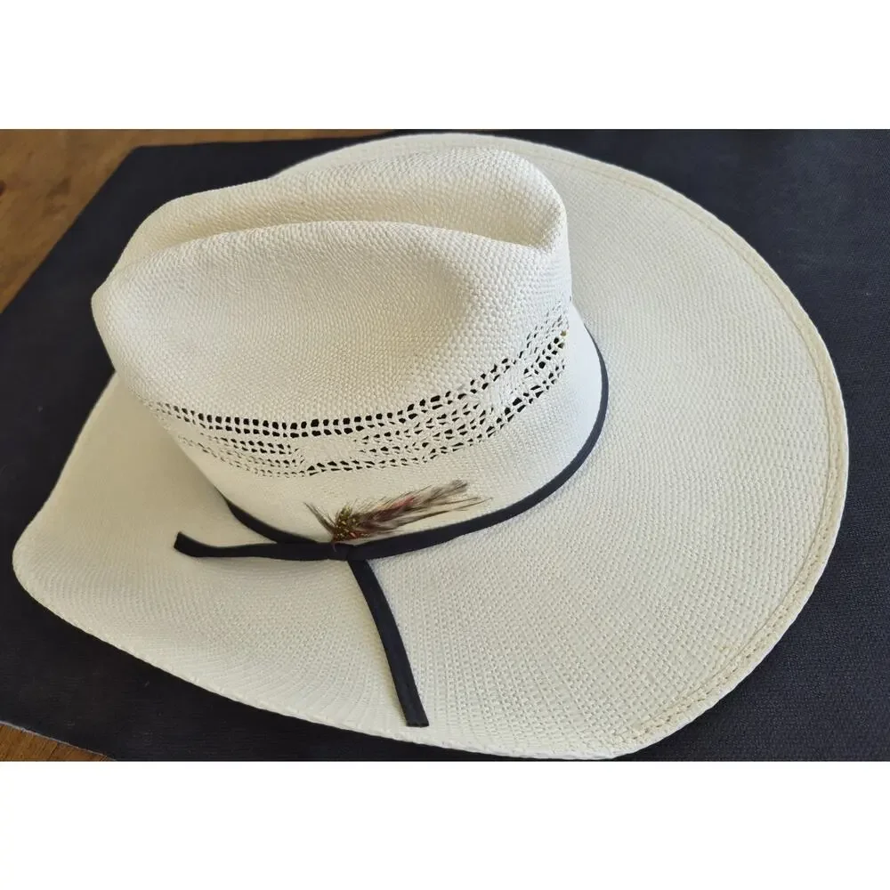 Resistol Denison Double RR Collection 7X Bangora Straw Cowboy Hat Beige